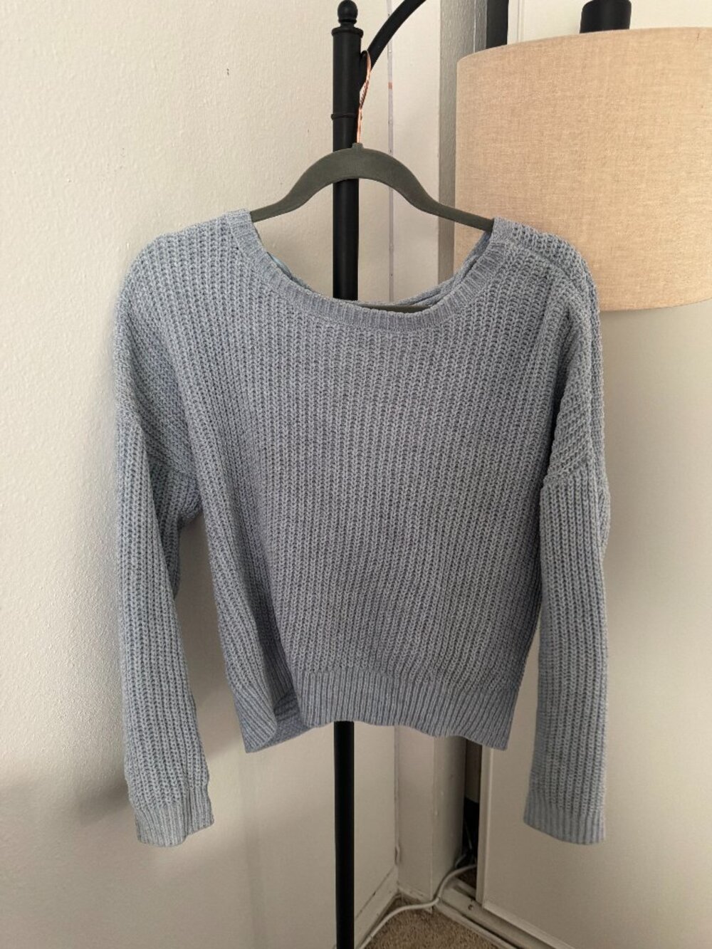 blue knit sweater